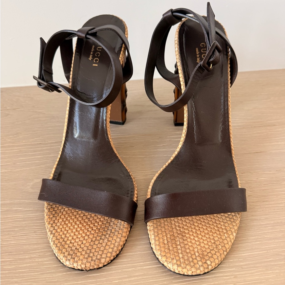Gucci Women's Dark Brown and Tan Heels